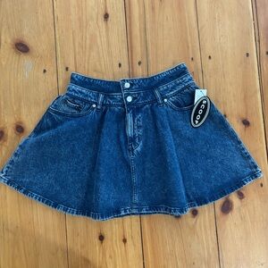 Scoop Acid Wash Denim Mini Skirt Double Waistband Size 6 NWT